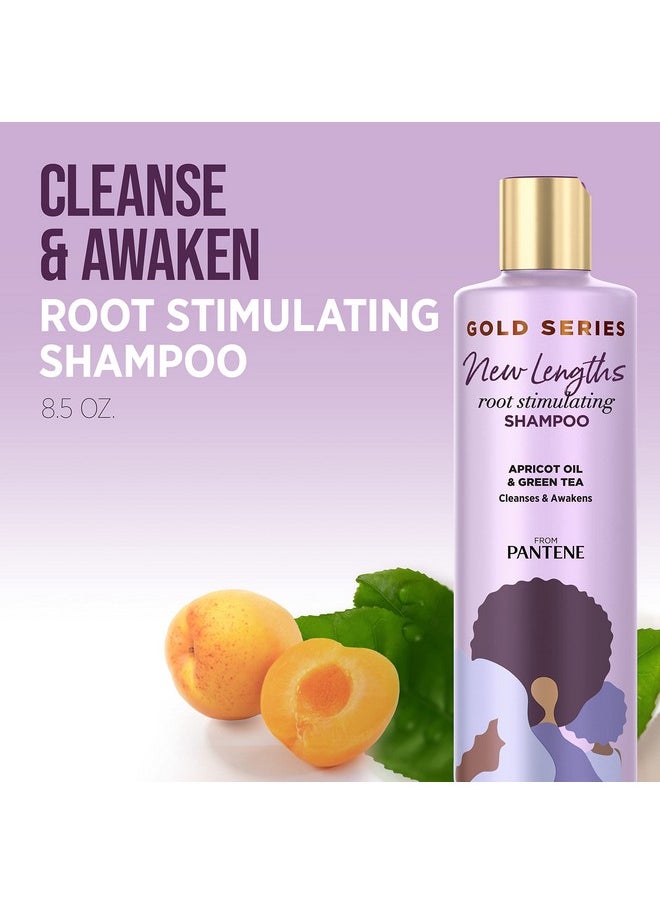 Pantene Gold Series New Lengths Root Stimulating Shampoo with Apricot Oil & Green Tea, for Natural, Textured, Curly, and Coily Hair, Sulfate-Free, Paraben Free, 8.5 Fl Oz