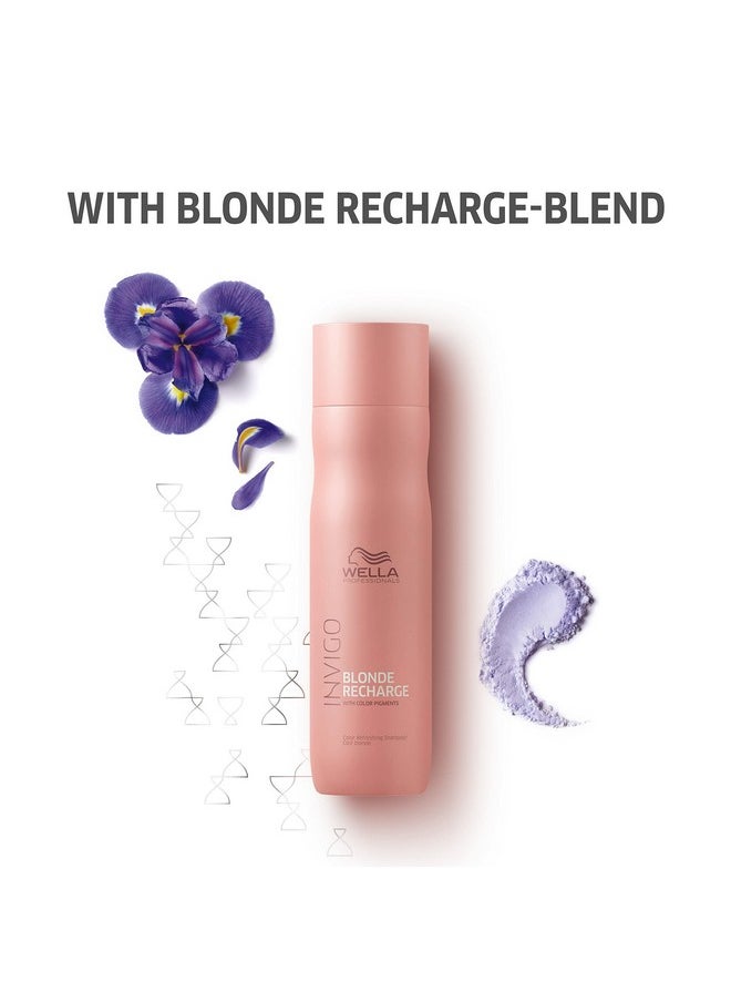 Wella Professionals Invigo Blonde Recharge Cool Blonde Shampoo| Refresh and Maintain Blonde Color| Rid Brassiness| 10.1 Fl Oz