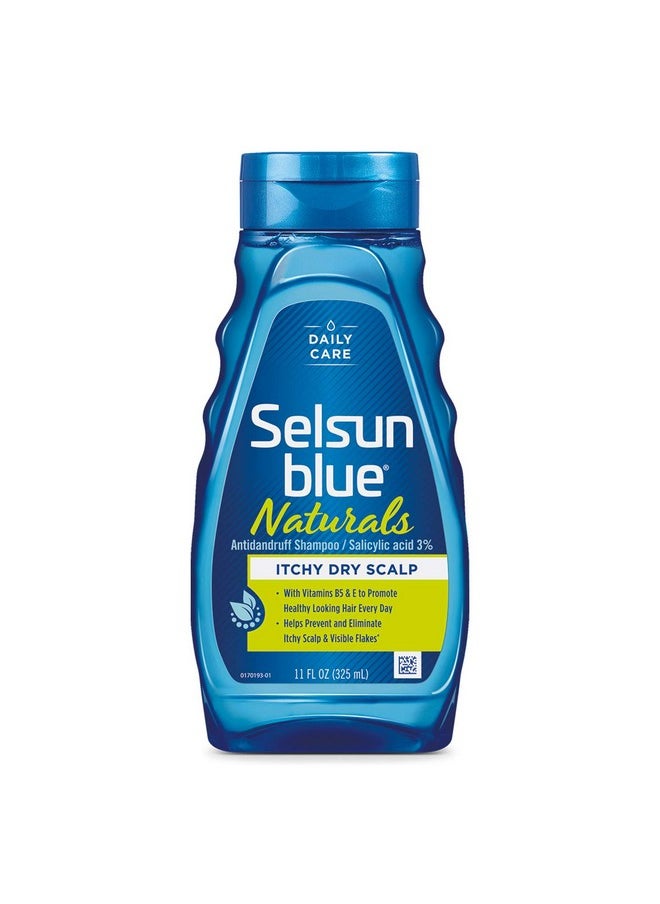 Selsun Blue Naturals Itchy Dry Scalp Anti-dandruff Shampoo, 11 fl. oz., Extra-Hydrating Formula Plus Vitamins B5 & E, Salicylic Acid 3%