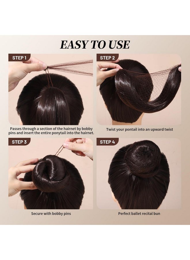 Teenitor Hair Bun Maker Kit - 4pcs Medium Donut Shapers, 10pcs Invisible Nets, 10pcs Bobby Pins, Crown Shaper Set