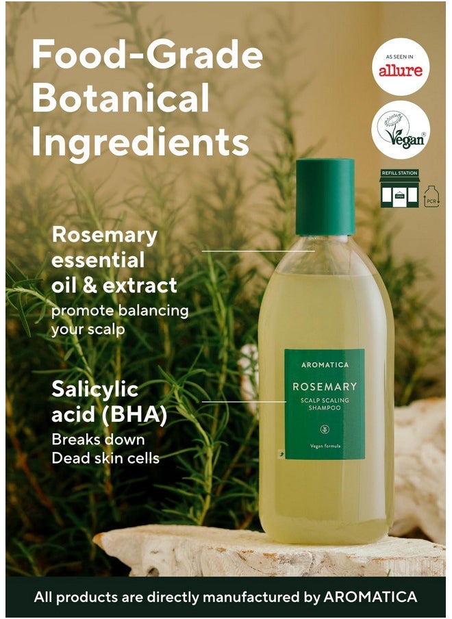 AROMATICA Rosemary Scalp Scaling Shampoo 13.53 oz/400 ml - Vegan Hair Growth Shampoo, Thinning Hair Loss Shampoo For Women - Free from Sulfate, Silicone, and Paraben