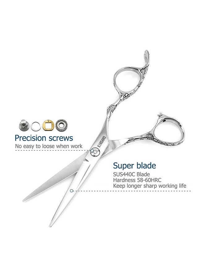 Hair Scissors 5.5 Inch Professional Hair Shears Hair Cutting Scissors Haircut Scissors Sharp Barber Scissors 440C Barber Shears Hairdresser Scissors Rose handle KINSARO