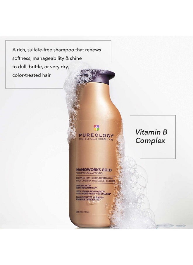 Pureology Nanoworks Gold Shampoo | For Very Dry, Color-Treated Hair | Renews Softness & Shine | Sulfate-Free | Vegan- 9 Fl Oz
