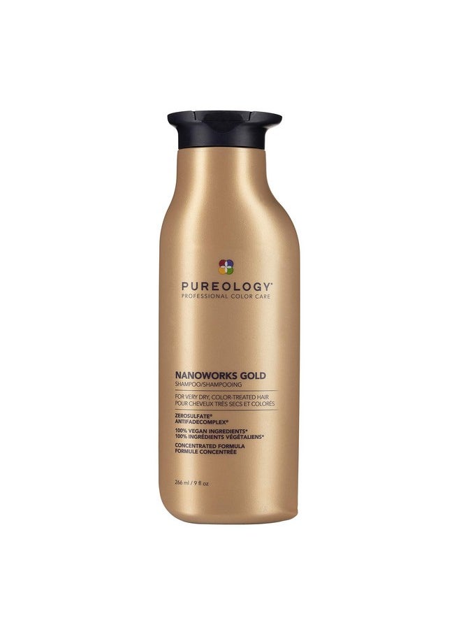Pureology Nanoworks Gold Shampoo | For Very Dry, Color-Treated Hair | Renews Softness & Shine | Sulfate-Free | Vegan- 9 Fl Oz