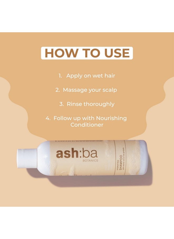 Ashba Botanics Hydrating Shampoo For Dry & Dehydrated Hair| Mildly Cleanses, Soothes Scalp With Green Tea Extract, Shea Butter | Hair Shampoo for Curly Hair | For Men & Women, Sulphate Free - 8 Fl Oz