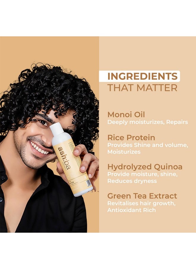Ashba Botanics Hydrating Shampoo For Dry & Dehydrated Hair| Mildly Cleanses, Soothes Scalp With Green Tea Extract, Shea Butter | Hair Shampoo for Curly Hair | For Men & Women, Sulphate Free - 8 Fl Oz