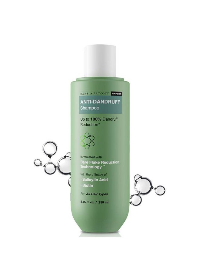 Bare Anatomy Anti Dandruff Shampoo | Reduces Up to 100% Dandruff and Strengthens Hair | Derma Approved Shampoo with Salicylic Acid & Biotin | Shampoo For All Hair types | For Women And Men | 250ml
