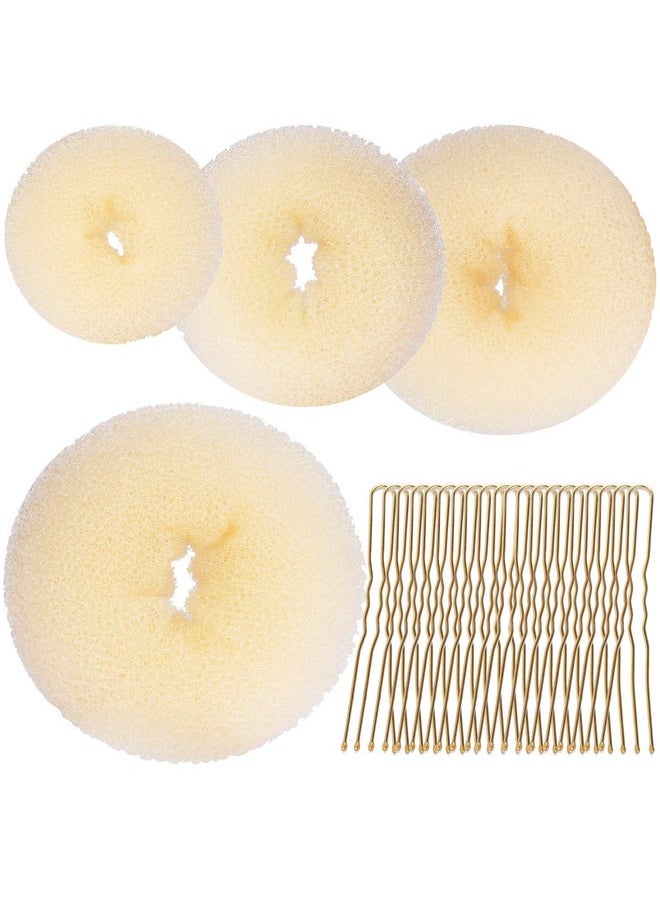 Teenitor Hair Bun Shaper Set with Extra-large, Large, Medium, Small Doughnuts Ring Stylers, 20pcs Blonde Large Bobby Pins