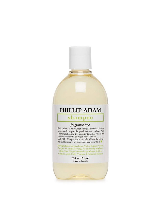 Phillip Adam Fragrance Free Shampoo - Sulfate Free and Paraben Free - Balances pH of Hair and Scalp - 12 Ounce