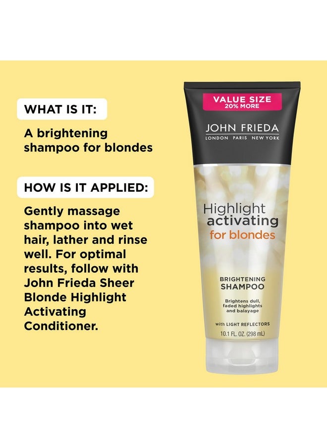 John Frieda Sheer Blonde Brightening Shampoo with Avocado Oil and Vitamin C - Revives Dull Highlights for Lighter Blondes, 8.45 Fl Oz