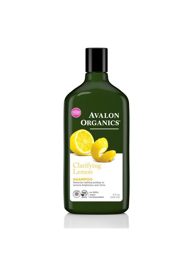 Avalon Organics Clarifying Lemon Shampoo, Removes Buildup to Restore Brightness and Shine, 11 Fluid Ounces