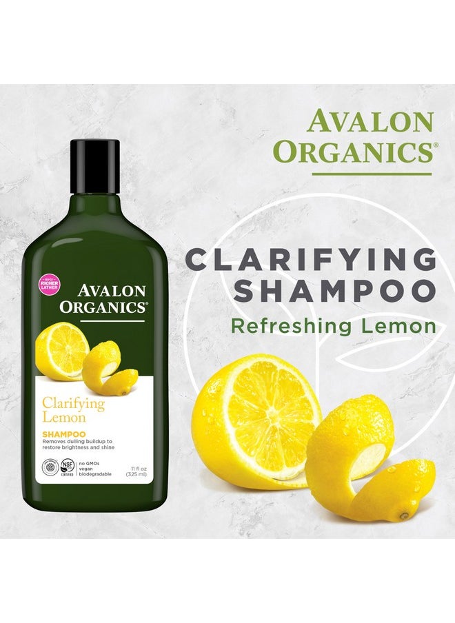Avalon Organics Clarifying Lemon Shampoo, Removes Buildup to Restore Brightness and Shine, 11 Fluid Ounces