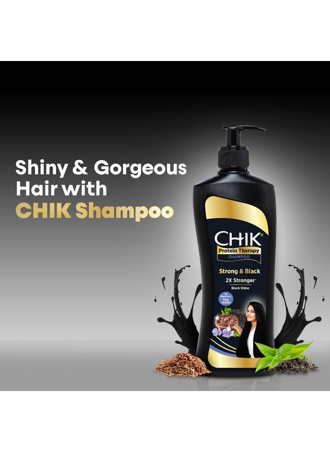 Chik Protein Therapy Shampoo |For 2X Stronger & Black Hair |With the Goodness Of Flax Seeds & Black Tea | 340ml