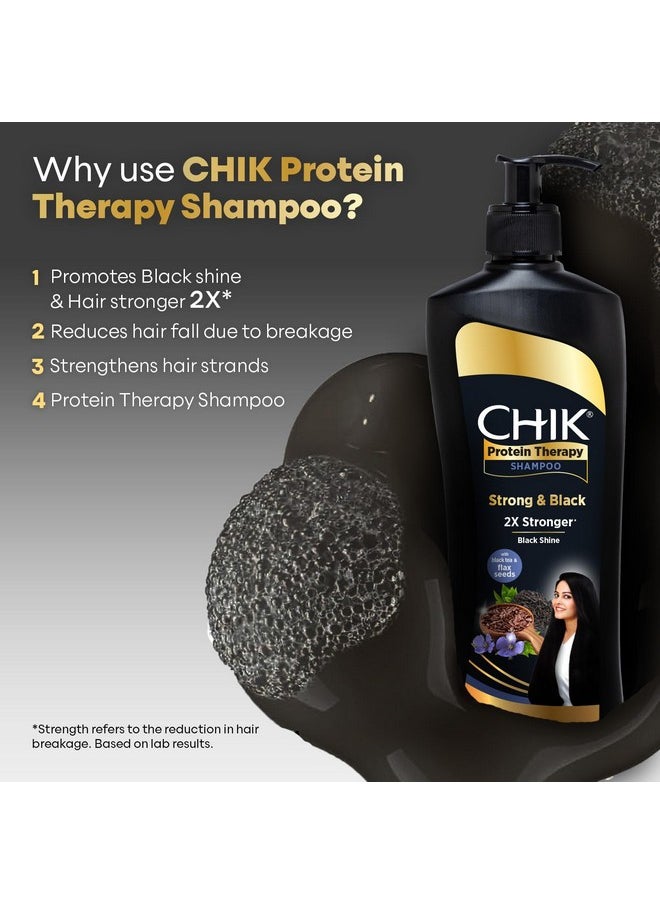 Chik Protein Therapy Shampoo |For 2X Stronger & Black Hair |With the Goodness Of Flax Seeds & Black Tea | 340ml