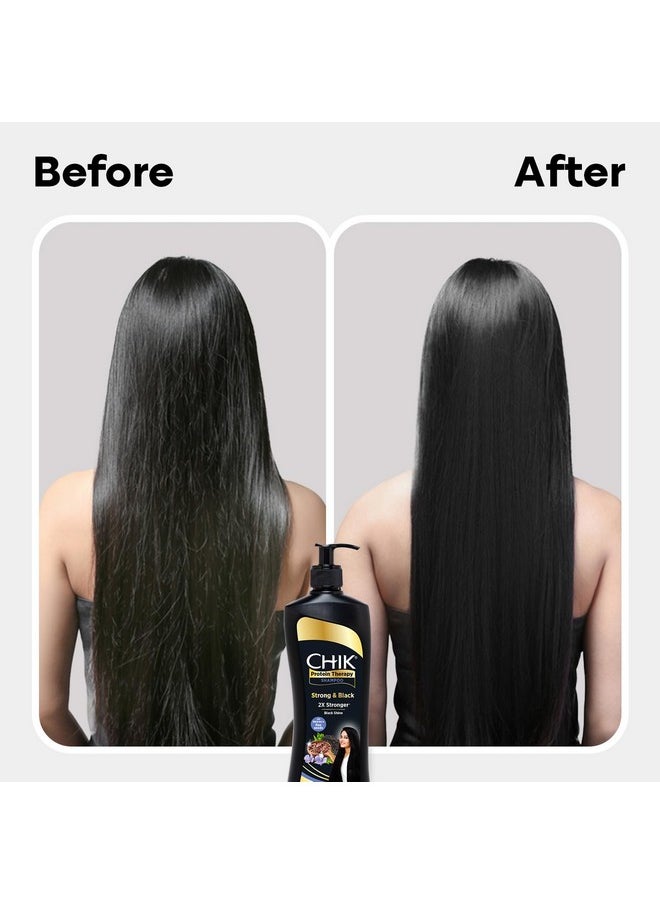 Chik Protein Therapy Shampoo |For 2X Stronger & Black Hair |With the Goodness Of Flax Seeds & Black Tea | 340ml