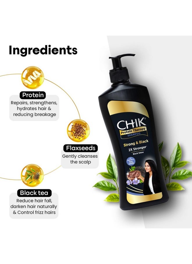 Chik Protein Therapy Shampoo |For 2X Stronger & Black Hair |With the Goodness Of Flax Seeds & Black Tea | 340ml