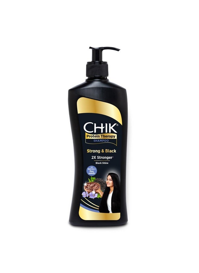 Chik Protein Therapy Shampoo |For 2X Stronger & Black Hair |With the Goodness Of Flax Seeds & Black Tea | 340ml