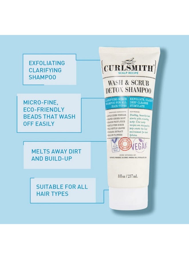 CURLSMITH - Wash & Scrub Detox Shampoo - Vegan Exfoliating Clarifying Shampoo for any Hair Type, Healthy Scalp (8 fl oz)