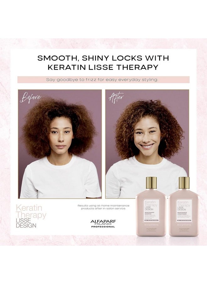 Alfaparf Milano Lisse Design Keratin Therapy Anti Frizz Hair Shampoo - Maintains Smoothing Keratin Hair Treatment + Vegetable Collagen for Hair Repair - (8.45 oz)