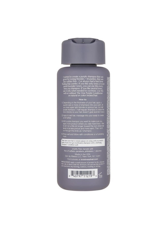 Kristin Ess Hair The One Purple Shampoo for Toning Blonde Hair - Neutralizes Brass + Yellow Tones, Shine Restoring - Sulfate, Silicone and Paraben Free, Color + Keratin Safe, 10 fl. oz.