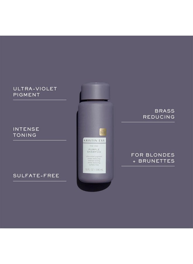Kristin Ess Hair The One Purple Shampoo for Toning Blonde Hair - Neutralizes Brass + Yellow Tones, Shine Restoring - Sulfate, Silicone and Paraben Free, Color + Keratin Safe, 10 fl. oz.