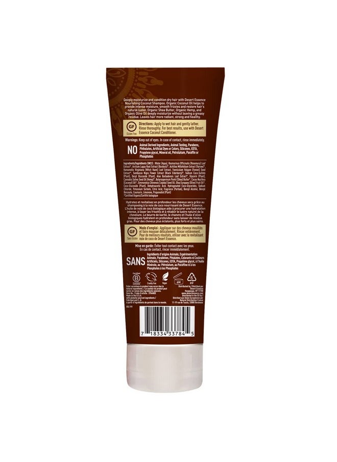 Desert Essence Coconut Shampoo - Nourishing, Paraben-Free, Mineral Oil Free, Vegan, Moisturizing Shampoo for Dry, Damaged Hair - Infused with Natural Coconut Oil, 8 fl oz