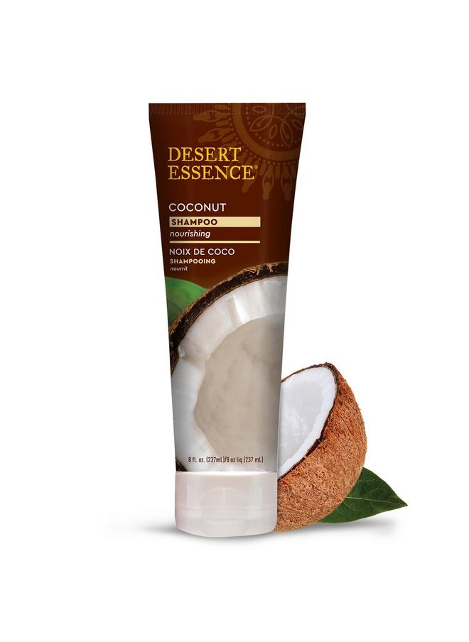 Desert Essence Coconut Shampoo - Nourishing, Paraben-Free, Mineral Oil Free, Vegan, Moisturizing Shampoo for Dry, Damaged Hair - Infused with Natural Coconut Oil, 8 fl oz
