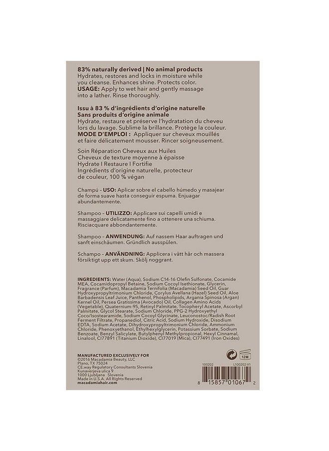 Nourishing Repair Shampoo 33.8oz Macadamia Professional Macadamia Oil and Argan Oil for Hydration, Shine, and Color Protection