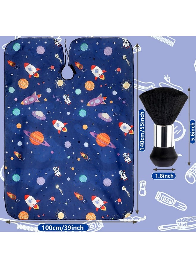 FEBSNOW Kids Hair Cutting Cape,Professional Kids Barber Cape and Neck Duster Brush Cartoon Hairdresser Apron with Adjustable Closure for Children Salon Barber Supplies for Kids & Adults 55x39 Inches