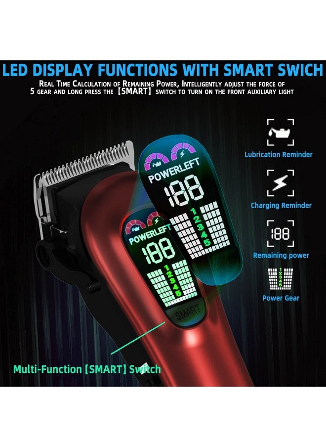 TCMKY Hair Clippers for Men Professional Hair Trimmer for Men Cordless&Corded Barber Clippers for Hair Cutting & Grooming. Rechargeable Hair Trimmer Kit for Household (Red)