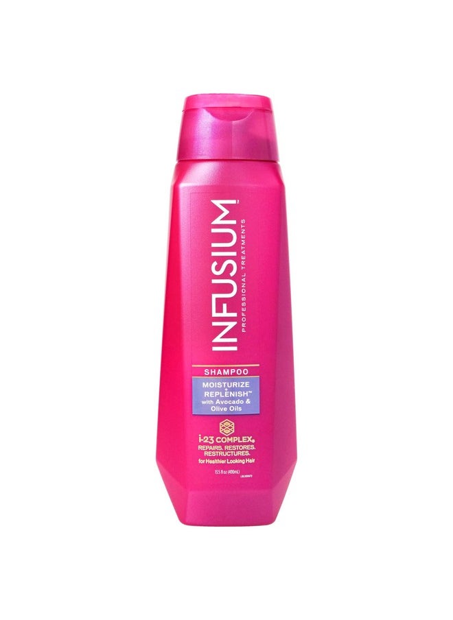Infusium Moisturize and Replenish Shampoo - Infused with Avocado and Olive Oil - Hair Care for Dry Hair - Moisturizing Shampoo for Women - 13.5 oz