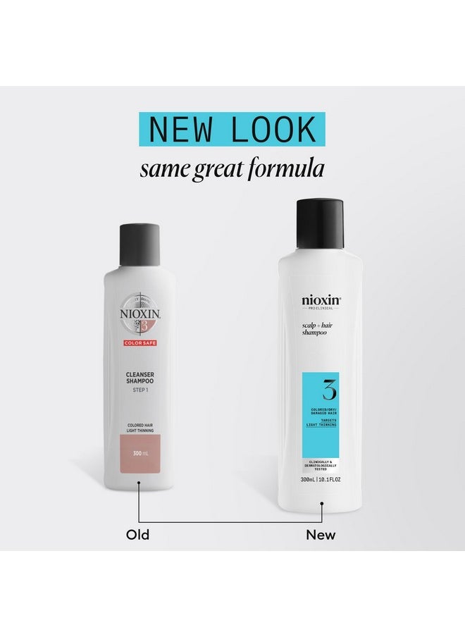 Nioxin System 3 Scalp + Hair Shampoo - Hair Thickening Shampoo For Damaged Hair with Light Thinning, 10.1 fl oz (Packaging May Vary)