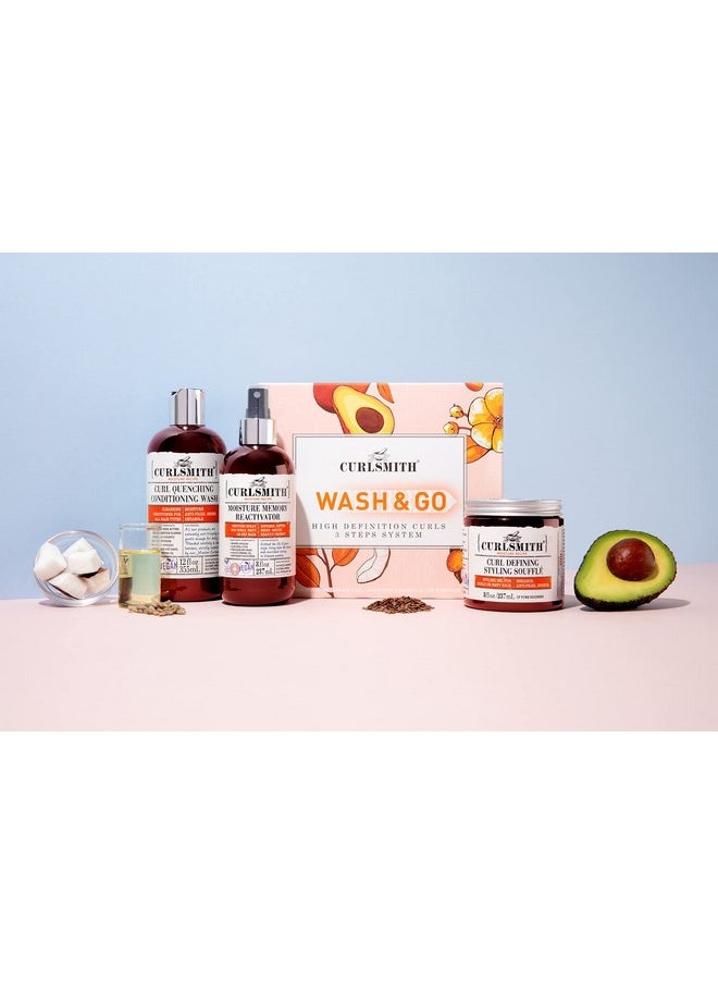 Curlsmith - Wash & Go High Definition Curls Kit: 3-Step System - Vegan Haircare for Dry, Wavy, Curly or Coily Hair