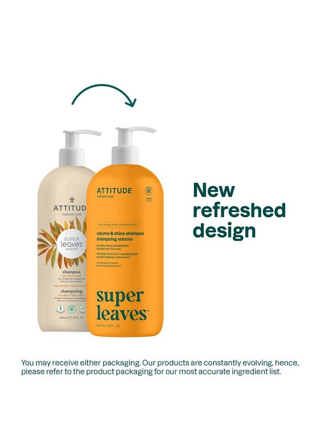 ATTITUDE Volume and Shine Hair Shampoo, EWG Verified, For Thin Hair, Naturally Derived Ingredients, Vegan and Plant Based, Soy Protein And Cranberries, 32 Fl Oz