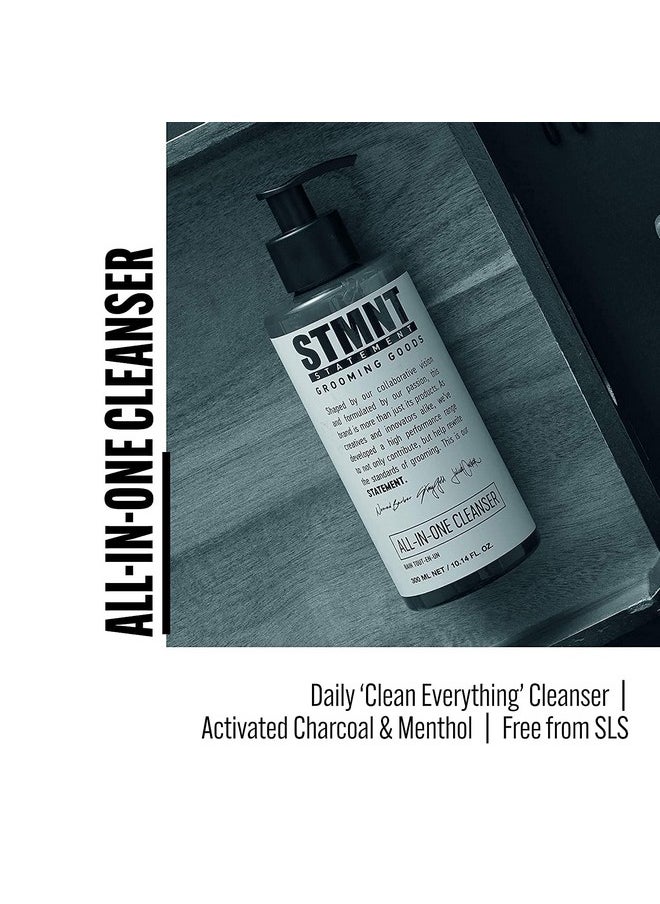 STMNT Grooming Goods All-In-One Daily Cleanser, 10.1 oz | SLS/SLES Sulfates Free | Extra Caring Formula w/ Activated Charcoal & Menthol