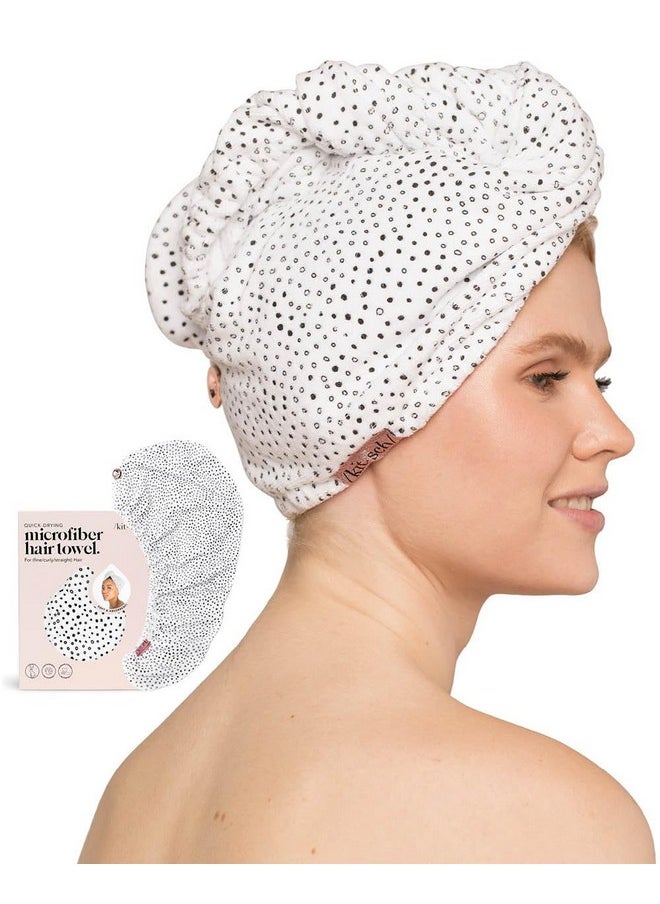 Kitsch Microfiber Hair Towel Wrap for Women - Anti-Frizz Quick Dry Towel, Super Absorbent Microfiber Towel for Hair, Hair Drying Towel Wrap, Hair Towels, Hair Turban Towel for Wet Hair - Micro Dot