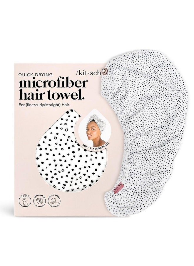 Kitsch Microfiber Hair Towel Wrap for Women - Anti-Frizz Quick Dry Towel, Super Absorbent Microfiber Towel for Hair, Hair Drying Towel Wrap, Hair Towels, Hair Turban Towel for Wet Hair - Micro Dot