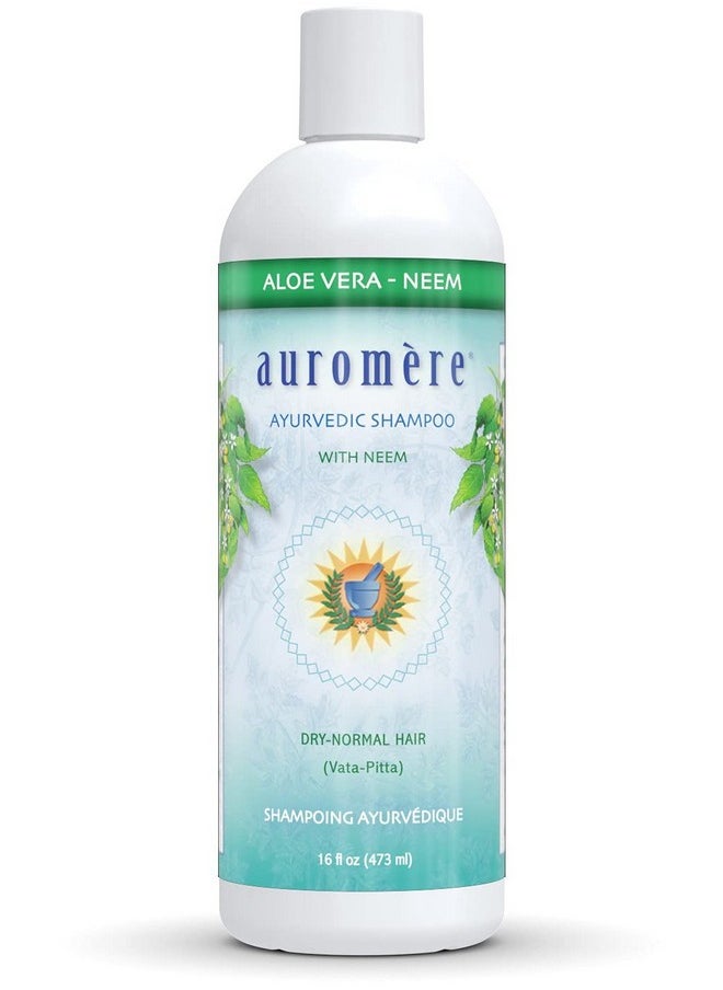 Auromere Ayurvedic Shampoo, Aloe Vera Neem - Vegan, Cruelty Free, Non-GMO, Natural, Gluten Free, Sulfate Free, Paraben Free for Dry to Normal Hair (16 fl oz), 1 Pack
