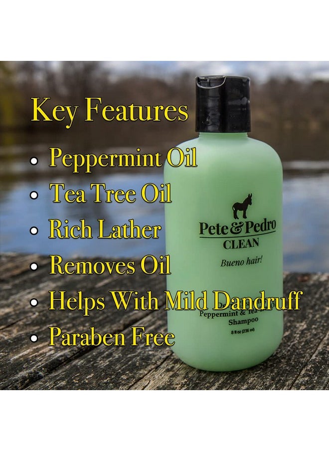 Pete & Pedro CLEAN Shampoo - Deep Cleansing Tea Tree Oil And Peppermint Daily Cleaning Shampoo For Men & Women | As Seen on Shark Tank, 8.5 oz.