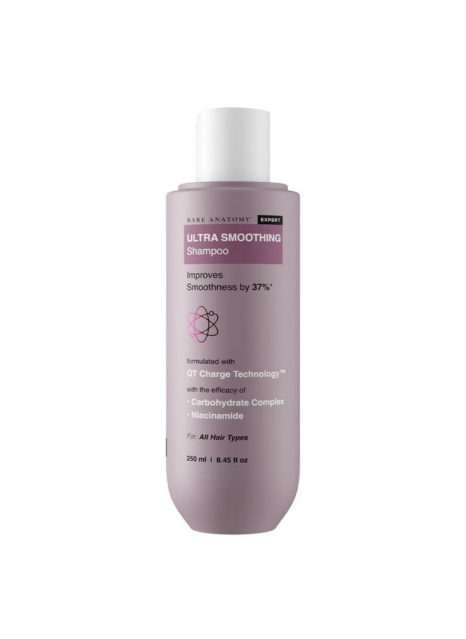 Bare Anatomy Ultra Smoothing Shampoo for Dry and Frizzy Hair | Restores Smoothing & Texture by 37% | Powered By Carbohydrate Complex & Niacinamide | SLS & Paraben Free | Vegan | For Men & Women -250ml