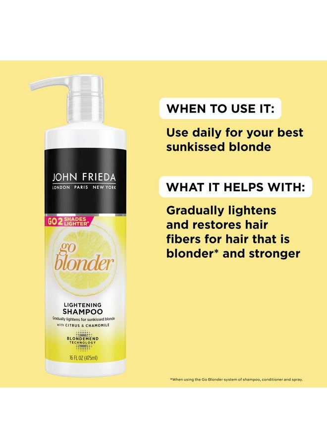 John Frieda Sheer Blonde Go Blonder Blonde Shampoo, Gradual Lightening Shampoo, with Citrus and Chamomile, featuring our BlondMend Technology, 16 oz