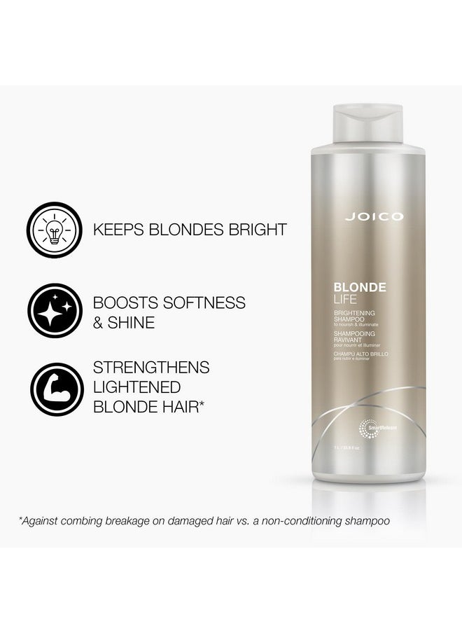 Joico Blonde Life Brightening Shampoo | For Blonde Hair | Add Softness & Smoothness | Sulfate Free | With Monoi & Tamanu Oil | 33.8 Fl Oz