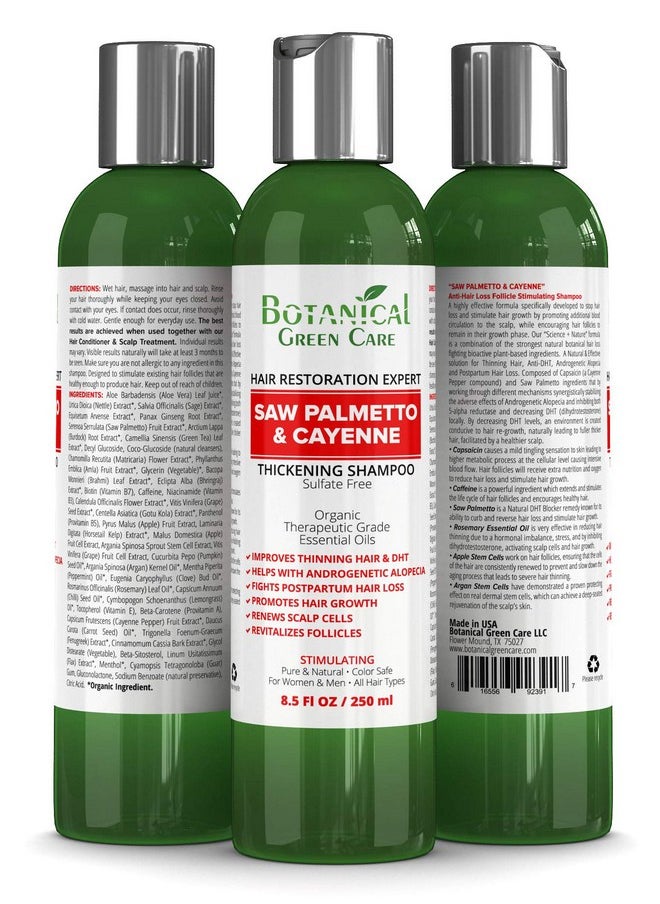 Saw Palmetto & Cayenne Shampoo, Thickening shampoo for thinning hair, Hair loss shampoo, sulfate free