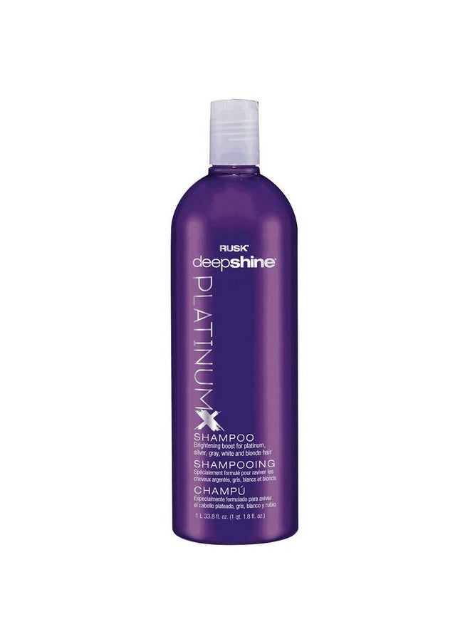 RUSK Deepshine PlatinumX Shampoo, 33.8 Oz, Gentle Cleansing Shampoo, Brightening Boost for Platinum, Silver, Gray, White, and Blonde Hair