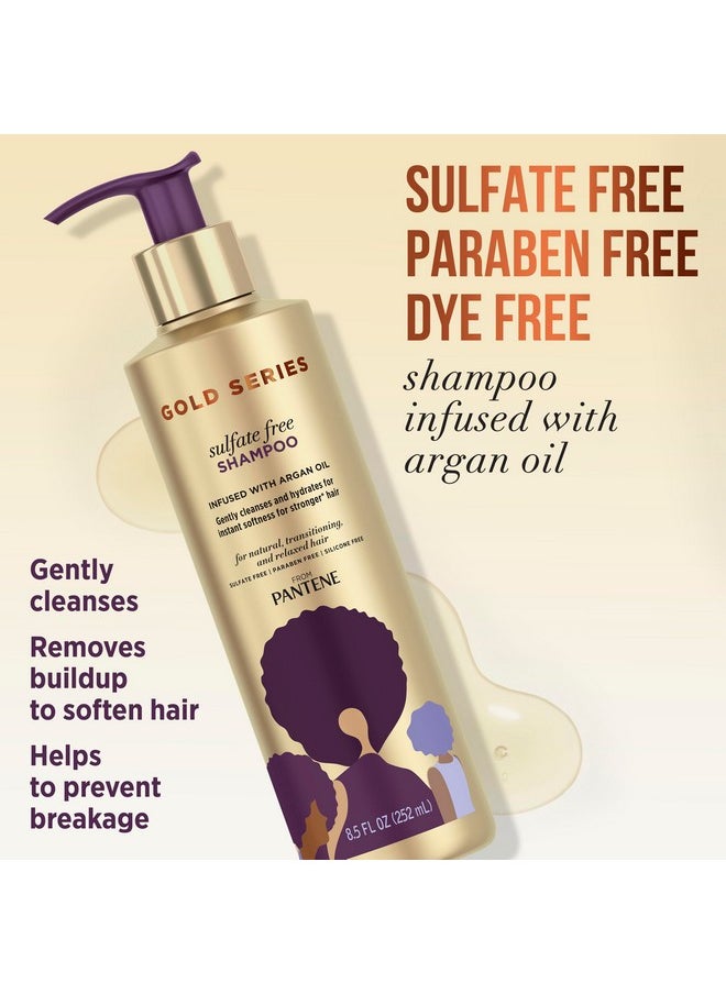 Pantene Shampoo and Sulfate Free Conditioner Kit, with Argan Oil, Pro-V Gold Series, for Natural and Curly Textured Hair, 16.9 fl oz, Kit