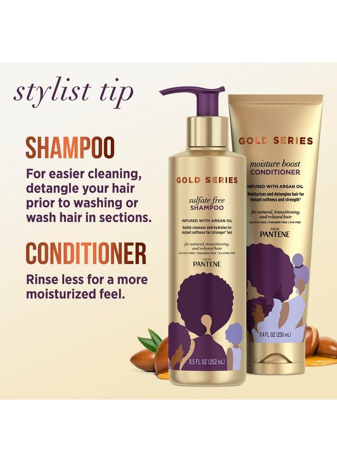 Pantene Shampoo and Sulfate Free Conditioner Kit, with Argan Oil, Pro-V Gold Series, for Natural and Curly Textured Hair, 16.9 fl oz, Kit