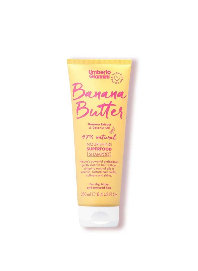 Umberto Giannini Banana Butter Nourishing Superfood Shampoo, Vegan & Cruelty Free Moisturising Formula for Dry, Textured or Frizzy Hair