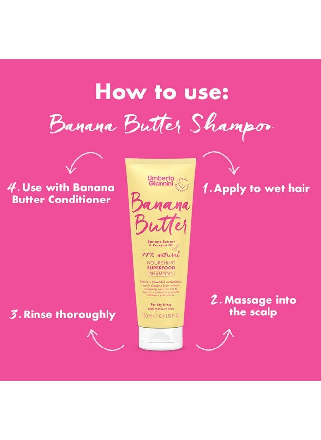Umberto Giannini Banana Butter Nourishing Superfood Shampoo, Vegan & Cruelty Free Moisturising Formula for Dry, Textured or Frizzy Hair