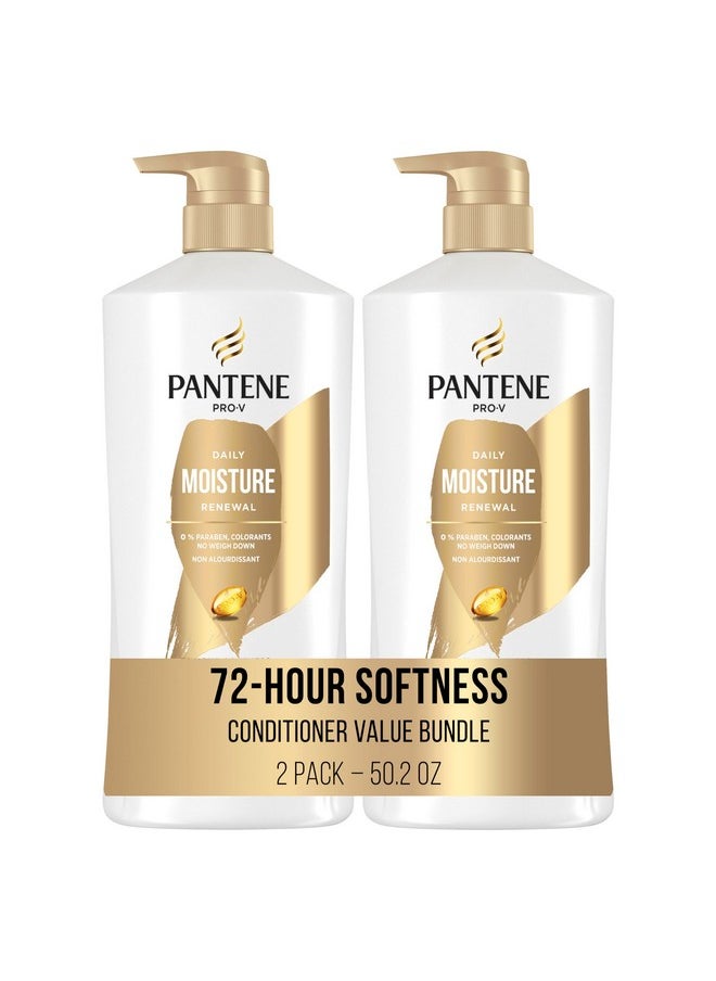 Pantene Daily Moisture Renewal Conditioner Twin Pack with Hair Mask Treatment, Pro-V Hydration for Dry Damaged Hair, Long-Lasting Softness, Safe for Color-Treated Hair, 25.1 Fl Oz Each, 2 Pack