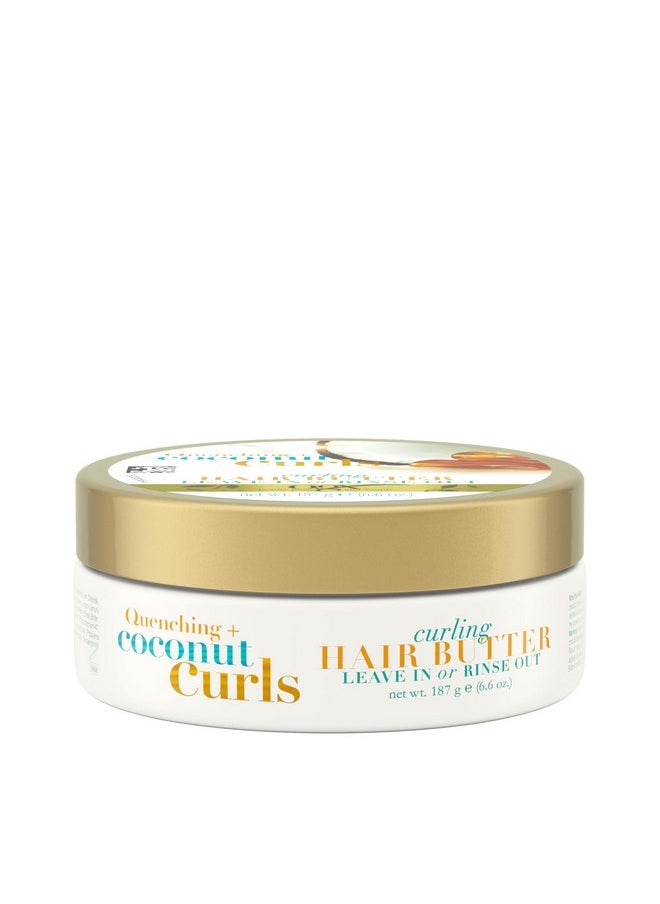 OGX Quenching + Coconut Curls Curling Hair Butter, Deep Moisture Leave-In Hair Mask & Treatment with Coconut Oil, Citrus Oil & Honey, Paraben-Free and Sulfated-Surfactants Free, 6.6 oz